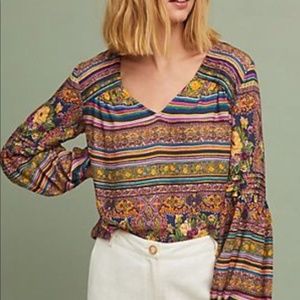 Anthropologie Maeve Ceresco Peasant Top Sz XL